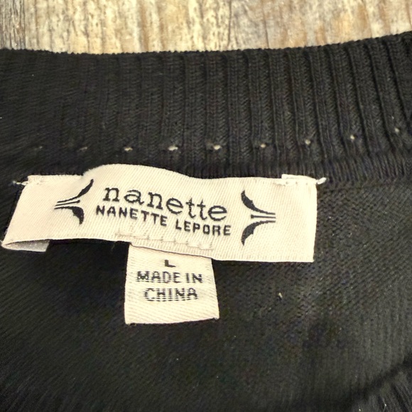 Nanette Lepore black sweater with 3-D flowers - Picture 3 of 5